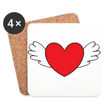 Valentines Red Heart, Valentine's Day - Coasters (set of 4) - white - Front