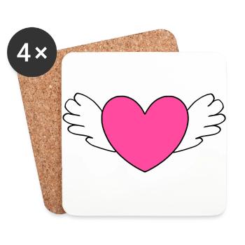 Valentines Pink Heart, Valentines Gift - Coasters (set of 4) - white - Front