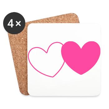 Valentines Pink Heart, Valentines Gift - Coasters (set of 4) - white - Front