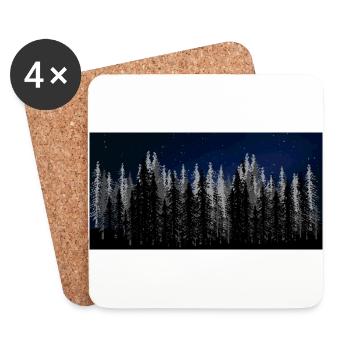 Nature sauvage Forêt Ciel étoilé Nature Nature Amoureux de la nature - Dessous de verre (lot de 4) - blanc - Devant