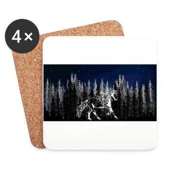Wilderness Starry Sky Wild Horse Stallion Horse Fool - Coasters (set of 4) - white - Front