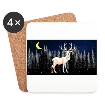 Wildnis Rotwild Wildtiere Wald Schweden Schnee - Untersetzer (4er-Set) - Weiß - Vorne