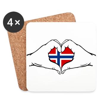 Norway Flag Hands Heart Shape - Coasters (set of 4) - white - Front