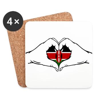 Kenya Heart Shape with Hands - Coasters (set of 4) - white - Front