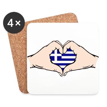 Greece Heart Shape with Hands - Coasters (set of 4) - white - Front