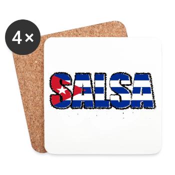 Salsa cubana avec le drapeau de Cuba - Dessous de verre (lot de 4) - blanc - Devant