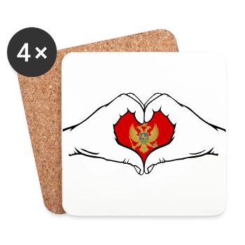 Montanegro Flag Heart Shape - Coasters (set of 4) - white - Front