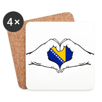 Bosnia Flag Heart Shape - Coasters (set of 4) - white - Front