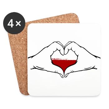 Poland Flag Heart Shape - Coasters (set of 4) - white - Front