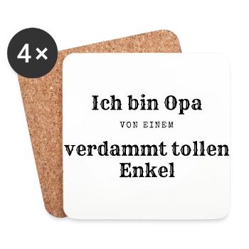 Ich bin Opa von einem verdammt tollen Enkel - Untersetzer (4er-Set) - Weiß - Vorne