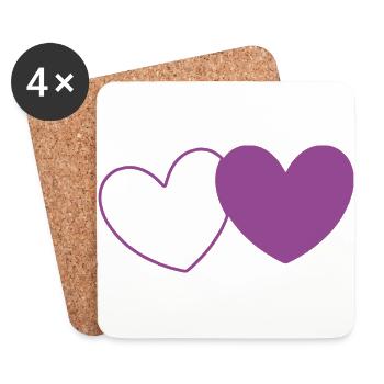 Heart Violet 2 Hearts Valentine's Day - Coasters (set of 4) - white - Front