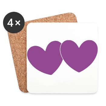 Valentine's Day Heart Violet Couples - Coasters (set of 4) - white - Front
