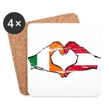 Ireland Austria Flag Hands Heart Shape Used - Coasters (set of 4) - white - Front