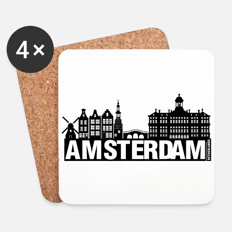 Die Skyline der Stadt Amsterdam niederländisch - Untersetzer (4er-Set) - Weiß