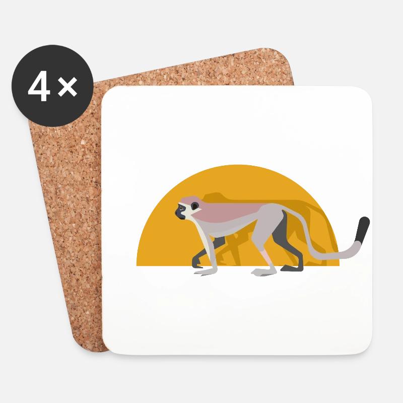 Grünmeerkatze - Untersetzer (4er-Set) - Weiß