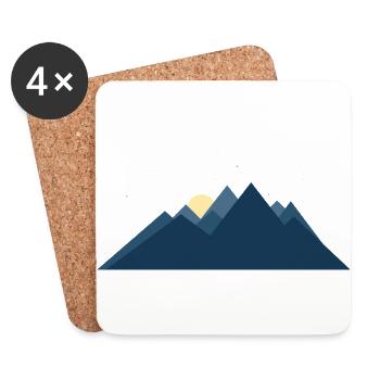 Paysage de montagne minimaliste - Dessous de verre (lot de 4) - blanc - Devant