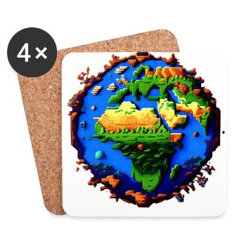 Pixel Earth - Dessous de verre (lot de 4) - blanc - Devant