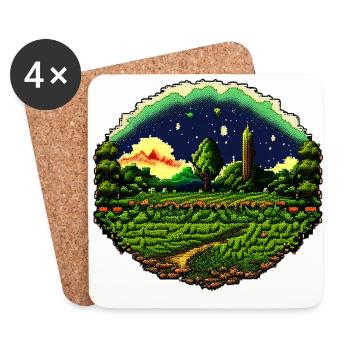 Verpixeltes Feld - Untersetzer (4er-Set) - Weiß - Vorne