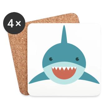 Mignon requin - Dessous de verre (lot de 4) - blanc - Devant
