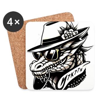 Vintage Crocodile with Fedora and Shades - Untersetzer (4er-Set) - Weiß - Vorne