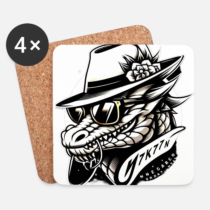Vintage Crocodile with Fedora and Shades - Untersetzer (4er-Set) - Weiß