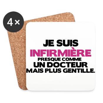 je suis infirmière comme un docteur - Dessous de verre (lot de 4) - blanc - Devant