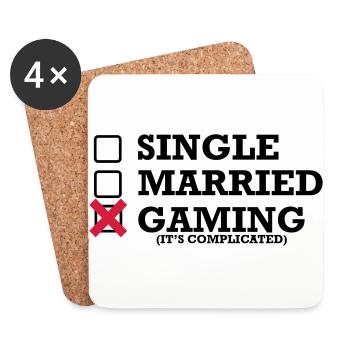 Single - Married - Gaming - Coasters (set of 4) - white - Front