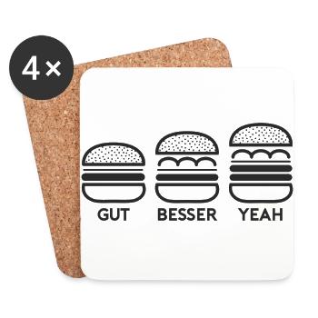 GUT BESSER YEAH BURGER - Untersetzer (4er-Set) - Weiß - Vorne