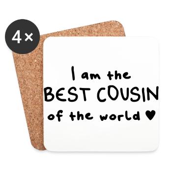 bester Cousin / beste Cousine der Welt Geschenk - Untersetzer (4er-Set) - Weiß - Vorne