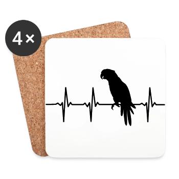 Parrot t-shirt gift idea funny sayings love - Coasters (set of 4) - white - Front