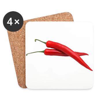 paprika piment chili végétarien veggie agrumes - Dessous de verre (lot de 4) - blanc - Devant