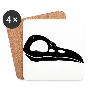 Rabenschädel | Crow Skull - Untersetzer (4er-Set) - Weiß - Vorne