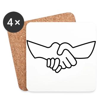 Handshake Hands Store Trade Partner Gift - Coasters (set of 4) - white - Front