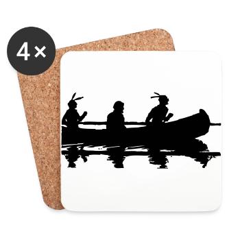 Canoe Indian Silhouette Gift Idea America - Coasters (set of 4) - white - Front