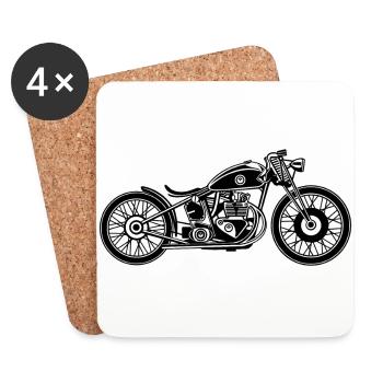 Chopper / Bobber motorcycle 09_black white - Coasters (set of 4) - white - Front