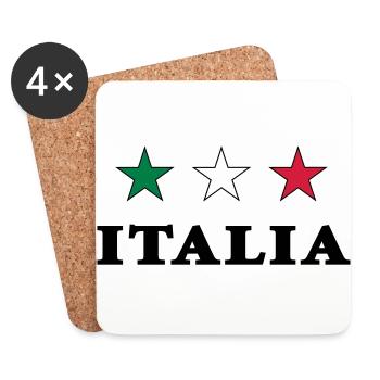 Italia - Italien mit 3 Sternen Gruen Weiss Rot - Untersetzer (4er-Set) - Weiß - Vorne