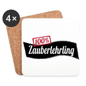 100% Zauberlehrling zaubern hexen Geschenk - Untersetzer (4er-Set) - Weiß - Vorne