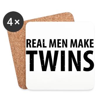 Les vrais hommes font des jumeaux - Dessous de verre (lot de 4) - blanc - Devant