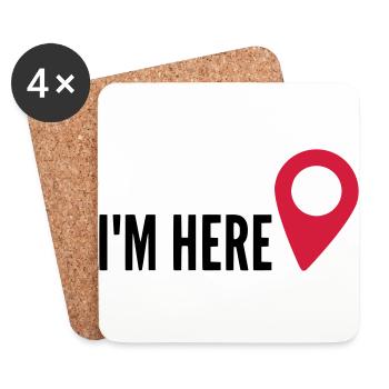 I'm HERE, Location, My Location, I'm here - Coasters (set of 4) - white - Front
