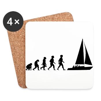 Evolution sailing sailboat sailing ship - Coasters (set of 4) - white - Front