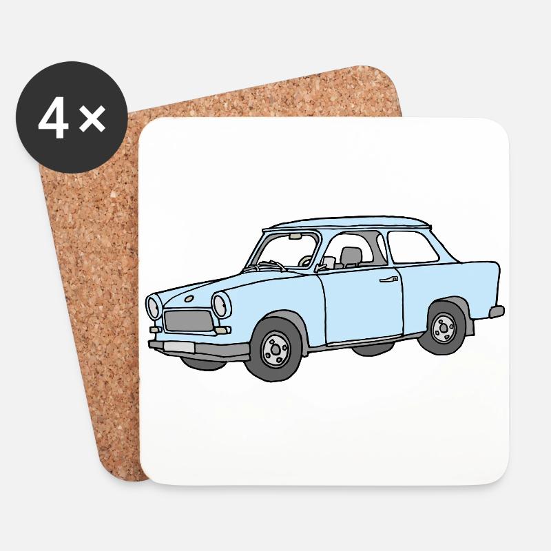 Hellblauer Trabi,  - Untersetzer (4er-Set) - Weiß
