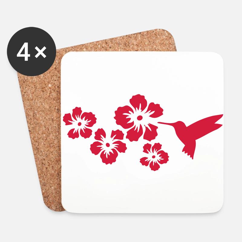 kolibri hibiskus - Untersetzer (4er-Set) - Weiß
