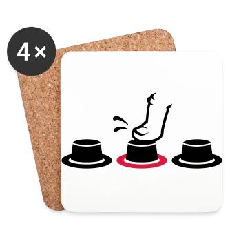 button pusher/ Knopfdrücker (2c) - Untersetzer (4er-Set) - Weiß - Vorne