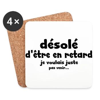 désolé d'être en retard - Dessous de verre (lot de 4) - blanc - Devant
