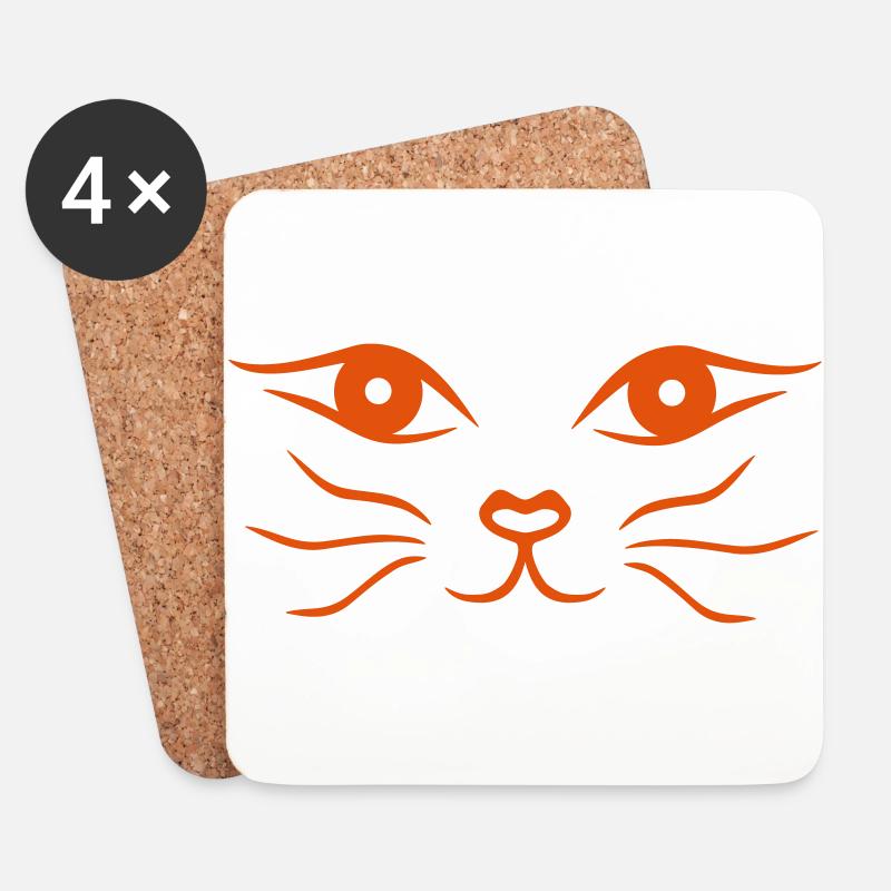 Katzengesicht/Katze - Untersetzer (4er-Set) - Weiß