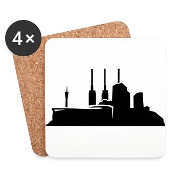 Hannover // Skyline // Silhouette // Skylineshirt - Untersetzer (4er-Set) - Weiß - Vorne