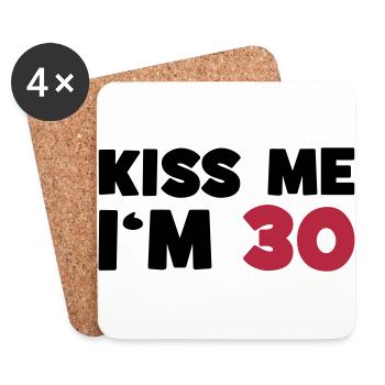 30 / anniversaire / Sport / Fête / trente - Dessous de verre (lot de 4) - blanc - Devant