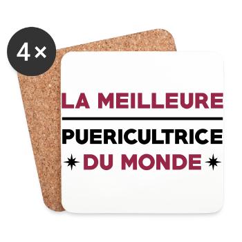 Puériculture / Puéricultrice / Bébé / Maternelle - Dessous de verre (lot de 4) - blanc - Devant