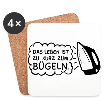 Das Leben ist zu kurz zum bügeln - Untersetzer (4er-Set) - Weiß - Vorne