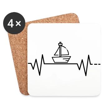Herzschlag Segeln Segelboot Schiff Meer Boot Segel - Untersetzer (4er-Set) - Weiß - Vorne